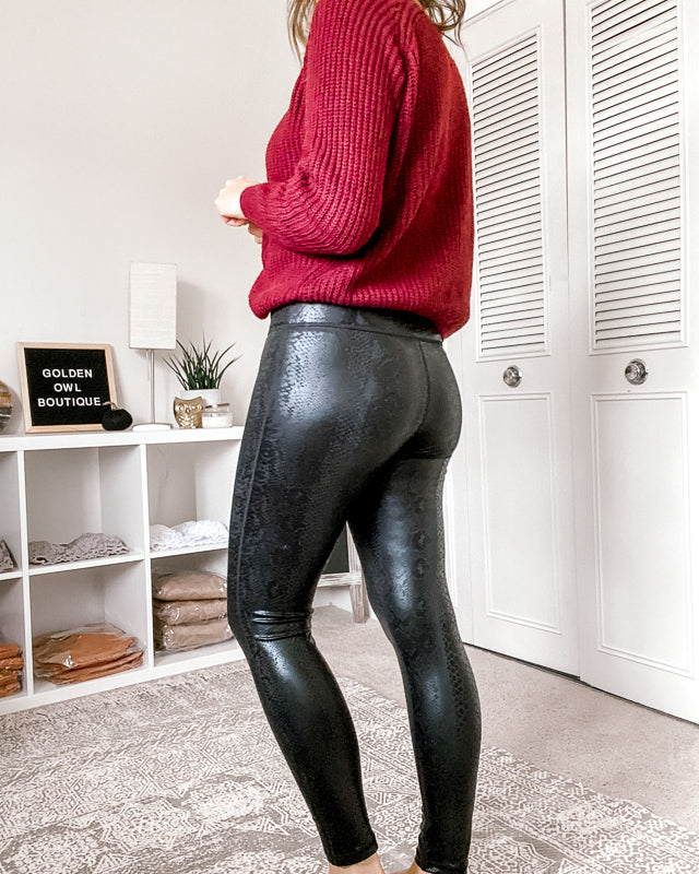 Padded Faux Leather Leggings