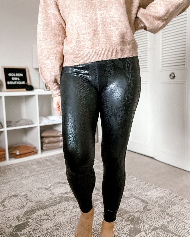 Faux Leather Matte Snake Leggings curated on LTK